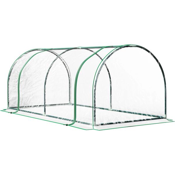 Serra - Serra In Plastica - Dimensioni 200×100×80 Cm - Telaio In Acciaio, Telo In Plastica - Impermeabile - Con Porta - Bianco-image