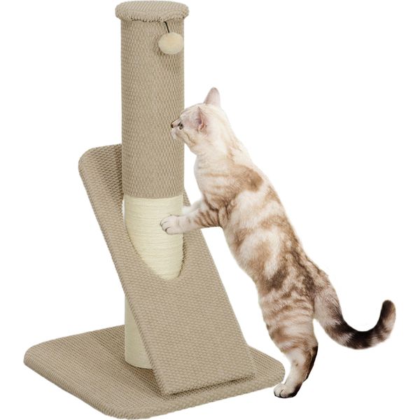 Tiragraffi Pawhut, Tiragraffi Da 84 Cm, Tiragraffi Per Gatti In Sisal Con Pallina, Tiragraffi Per Gatti, Tiragraffi Per Gatti, Per Interni, Bianco Crema-image
