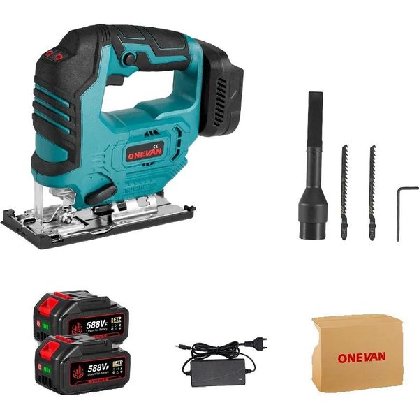 Seghetto Alternativo A Batteria Senza Spazzole, Potenza 1000W, Velocità Di Taglio 0-3000 Spm, 5 Velocità Regolabili, 2 Batterie Spina Ue-image
