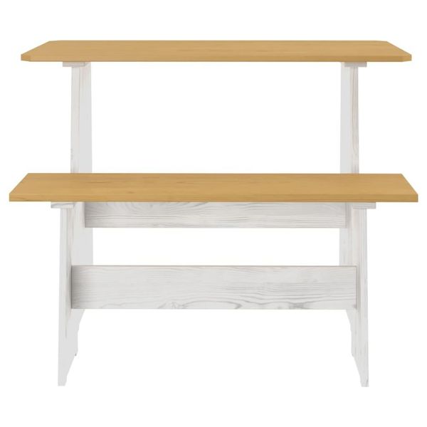 Syfax™ Tavolo Da Pranzo Con Panca Reine Pino Marrone Ambra E Bianco-image