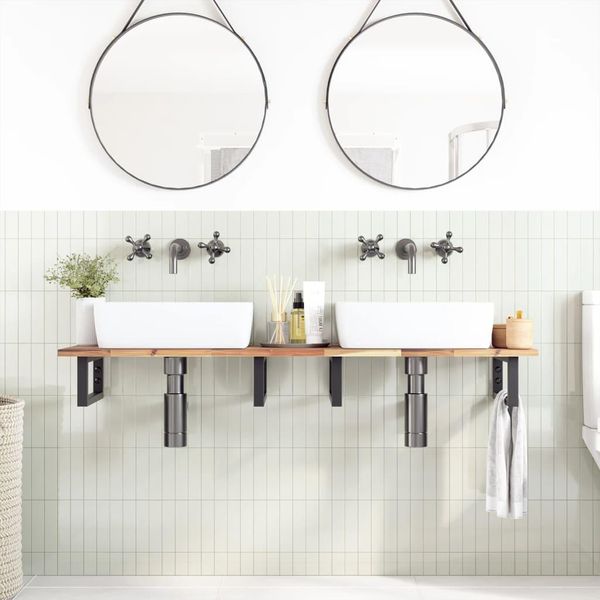 Syfax™ Piano Da Bagno Non Trattato 140X40X2Cm Legno Massello Di Acacia-image