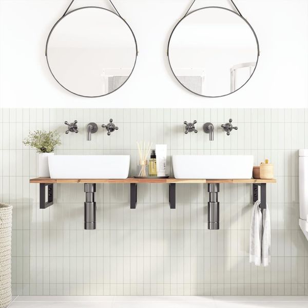 Syfax™ Piano Da Bagno Non Trattato 160X40X2Cm Legno Massello Di Acacia-image