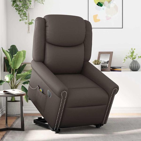 Syfax™ Poltrona Alzapersona Massaggiante Elettrica Marrone Pelle Finta-image