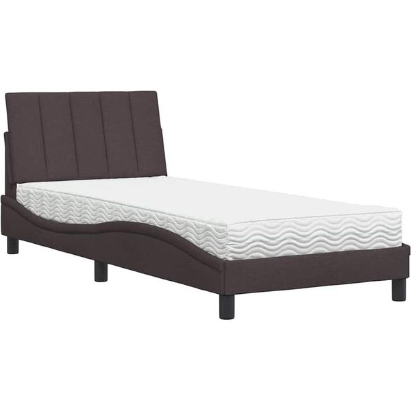 Syfax™ Letto Con Materasso Hanko Marrone Scuro 90X190 Cm In Tessuto-image