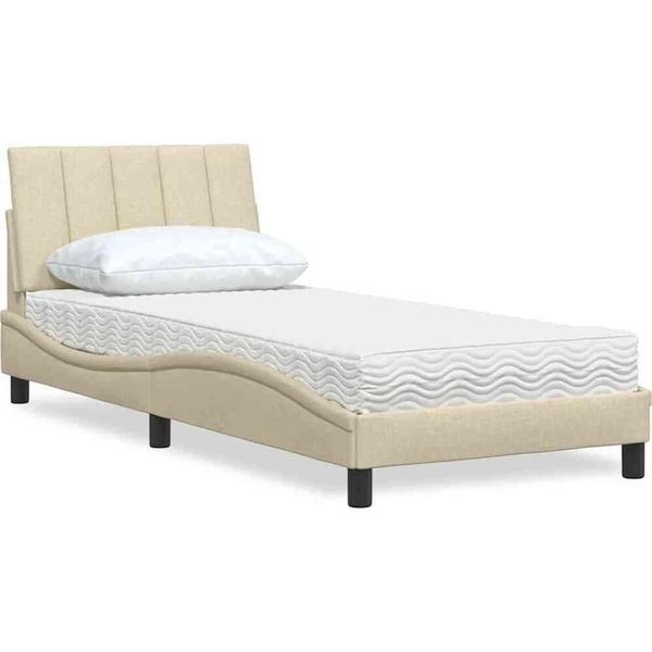 Syfax™ Letto Con Materasso Hanko Crema 90X200 Cm In Tessuto-image