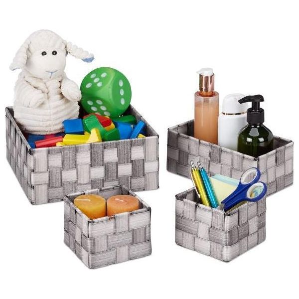 Set Di 4 Cestini Portaoggetti In Plastica-image