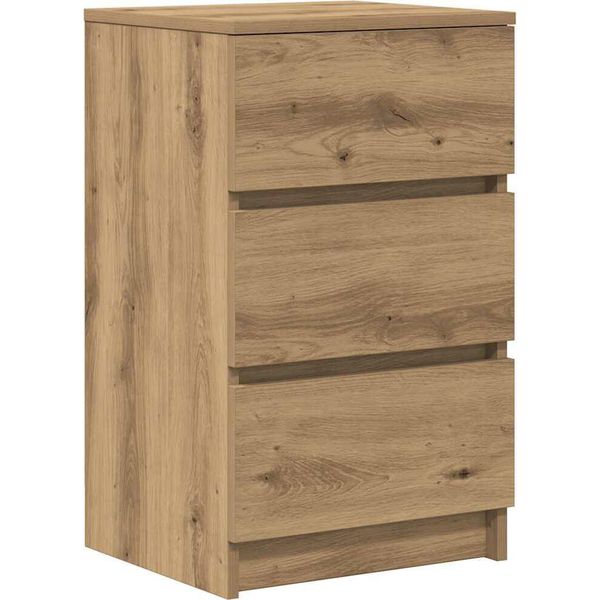 Syfax™ Comodino Con 3 Cassetti Rovere Artigianale 39X35X65 Cm-image