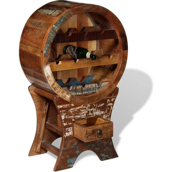 Syfax™ Portavini Da 10 Bottiglie In Legno Massello Di Recupero-image