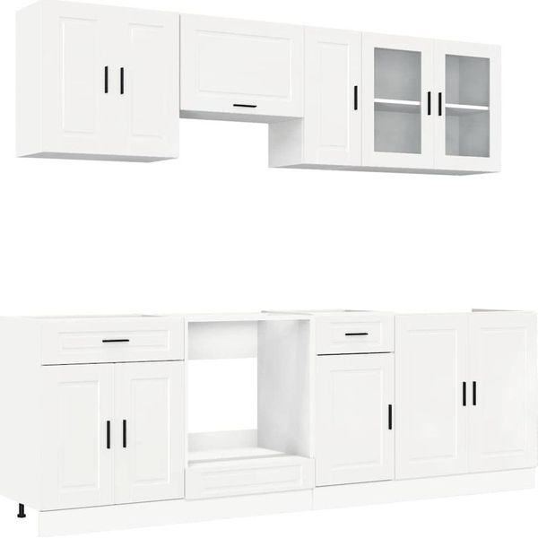 Syfax™ Set Mobili Da Cucina 8 Pz Kalmar Bianchi Lucido In Truciolato-image