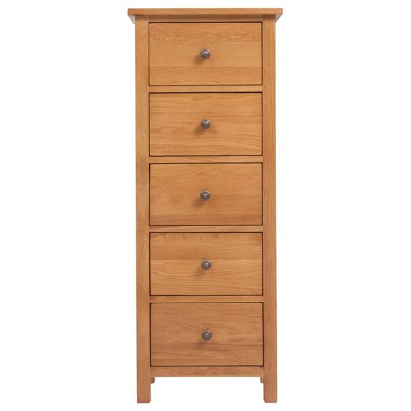 Syfax™ Cassettiera Alta 45X32X110 Cm In Legno Massello Di Rovere-image