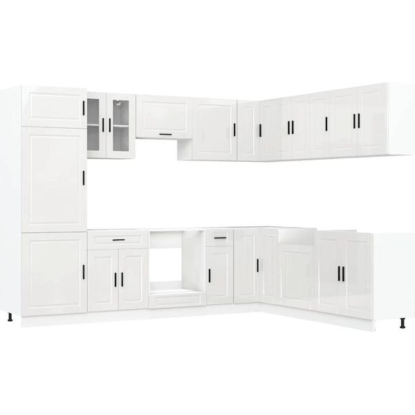 Syfax™ Set Mobili Da Cucina 14 Pz Porto Bianchi Lucido In Truciolato-image