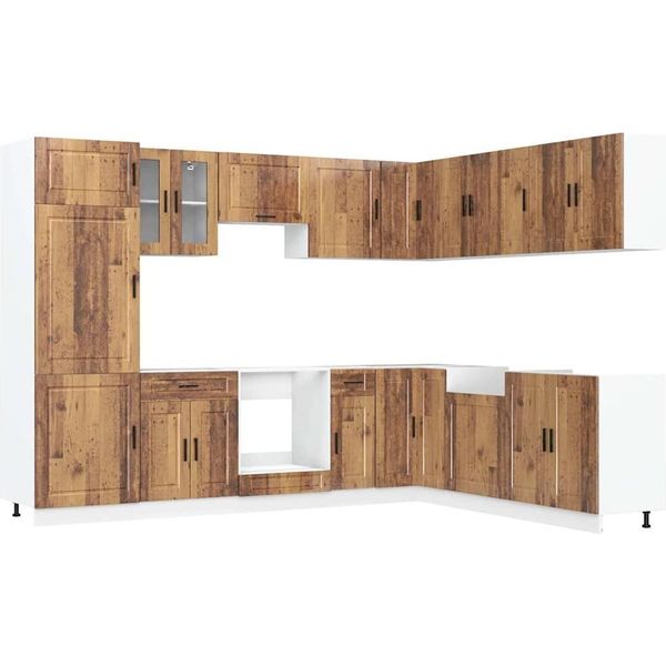 Syfax™ Set Mobili Da Cucina 14 Pz Porto Legno Antico In Truciolato-image