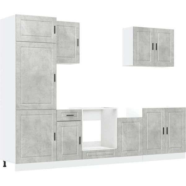 Syfax™ Set Mobili Da Cucina 7 Pz Porto Grigio Cemento In Truciolato-image