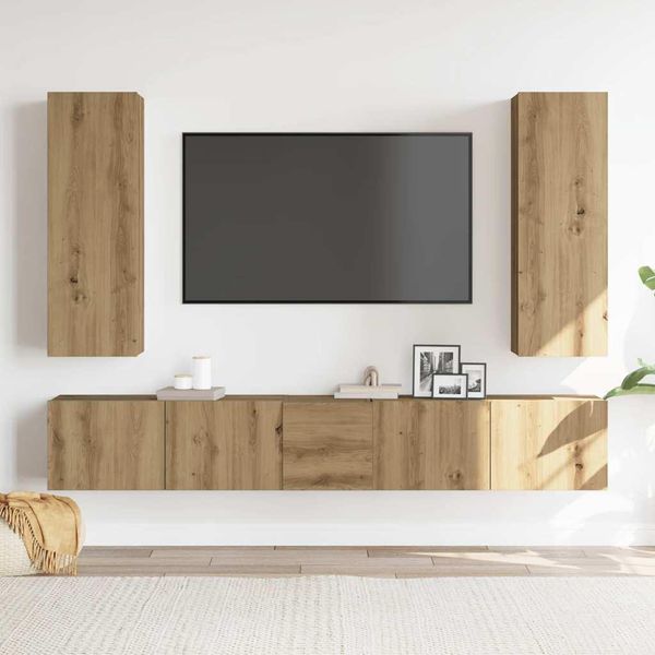 Syfax™ Mobili Tv A Parete 5 Pz Rovere Artigianale In Legno Multistrato-image