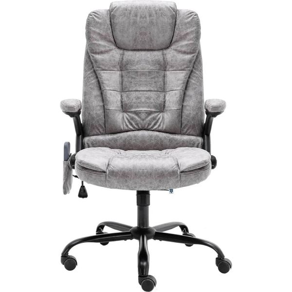 Syfax™ Sedia Da Ufficio Massaggiante Grigio Chiaro In Scamosciato-image