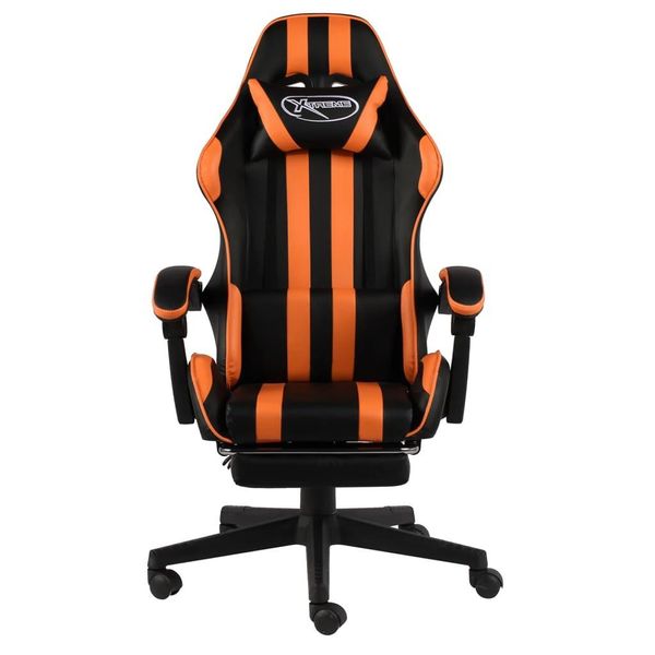 Syfax™ Sedia Da Gaming Con Poggiapiedi Nero E Arancione In Pelle Finta-image