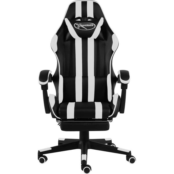 Syfax™ Sedia Da Gaming Con Poggiapiedi Nera E Bianca In Pelle Finta-image