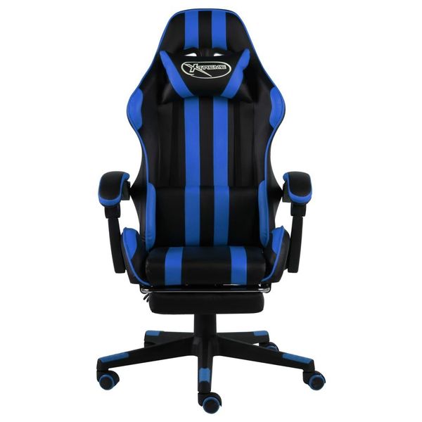 Syfax™ Sedia Da Gaming Con Poggiapiedi Blu E Nera In Pelle Finta-image