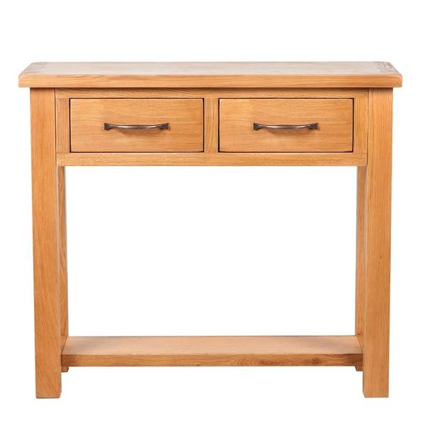 Syfax™ Tavolo Consolle Con 2 Cassetti 83X30X73Cm In Massello Di Rovere-image