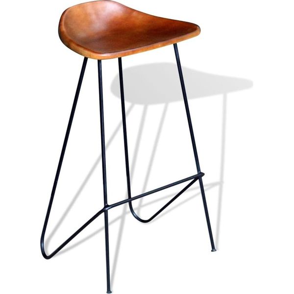 Syfax™ Sgabelli Da Bar 2 Pz Neri E Marroni In Vera Pelle-image
