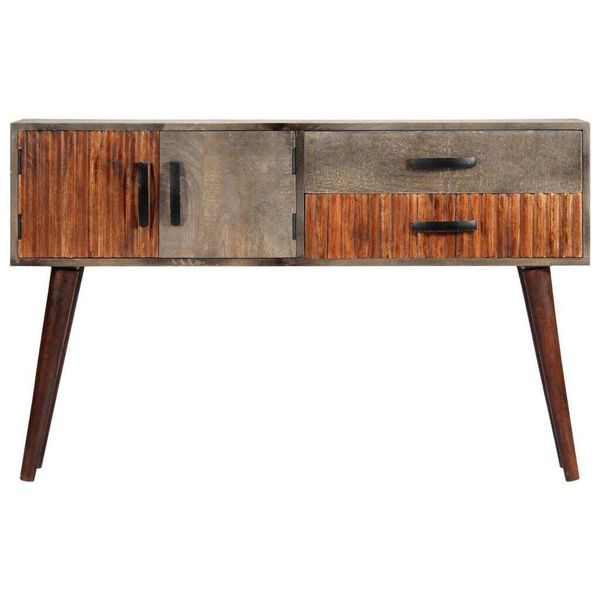Syfax™ Tavolo Consolle Grigio 120X35X75 Cm In Massello Di Mango Grezzo-image