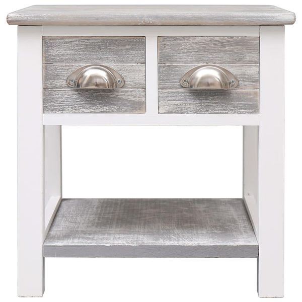 Syfax™ Tavolino Laterale Grigio 40X40X40 Cm In Legno Di Paulownia-image