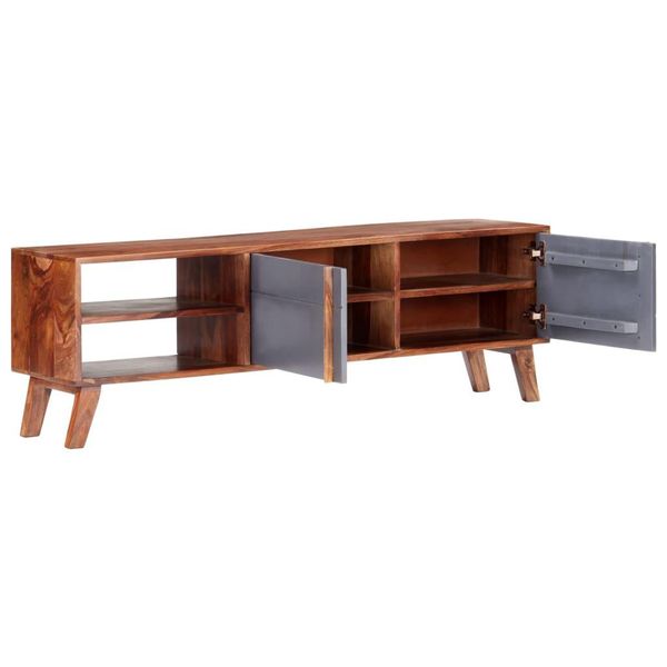 Syfax™ Mobile Porta Tv Grigio 140X30X45 Cm In Legno Massello-image