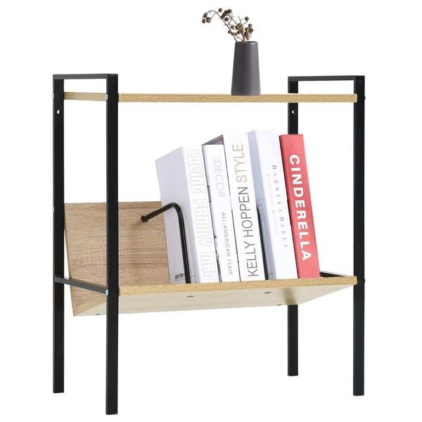 Syfax™ Scaffale Libri 2 Ripiani Nero E Rovere 52X28X59 Cm Multistrato-image
