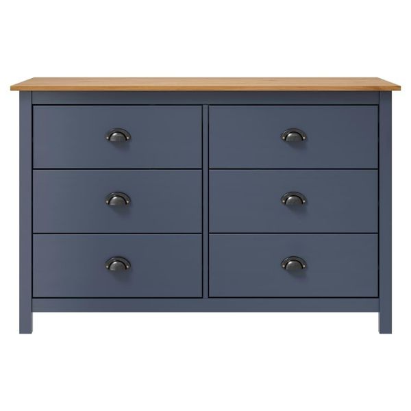 Syfax™ Credenza Hill Grigia 125X40X80 Cm In Legno Massello Di Pino-image