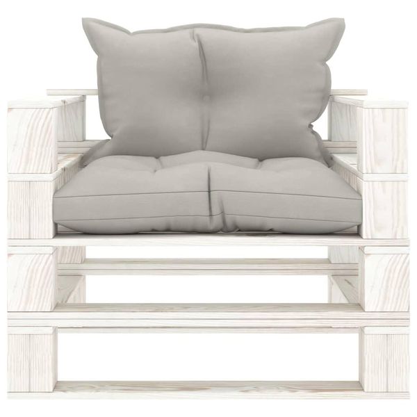 Syfax™ Poltrona Da Giardino Pallet Con Cuscini Tortora In Legno-image
