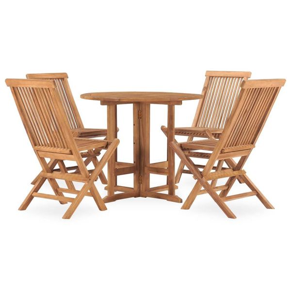 Syfax™ Set Da Pranzo Da Giardino 5 Pz Pieghevole In Massello Di Teak-image
