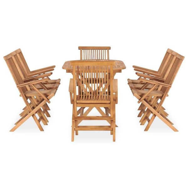 Syfax™ Set Da Pranzo Da Giardino 9 Pz Pieghevole In Massello Di Teak-image