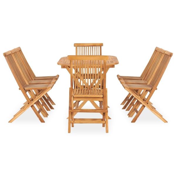 Syfax™ Set Da Pranzo Da Giardino 9 Pz Pieghevole In Massello Di Teak-image