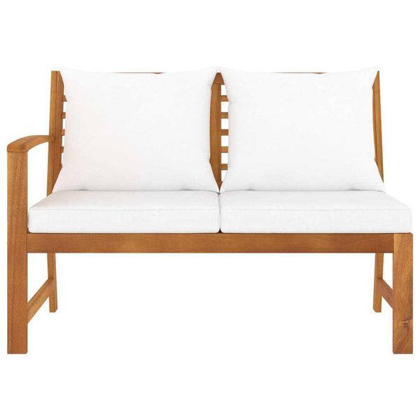 Syfax™ Panca Da Giardino 114,5 Cm Con Cuscino Crema In Legno Di Acacia-image