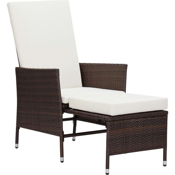 Syfax™ Sedia Da Giardino Reclinabile Con Cuscino In Polyrattan Marrone-image