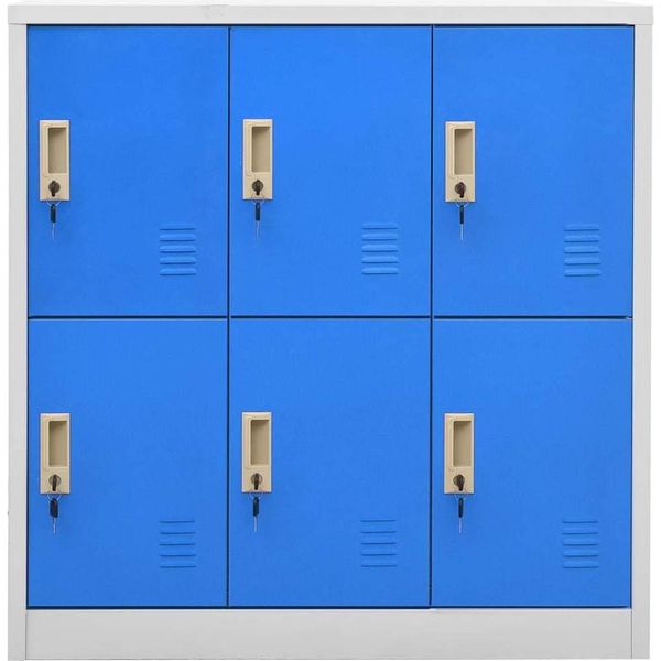Syfax™ Armadietto Con Chiave Grigio Chiaro E Blu 90X45X92,5 Cm Acciaio-image