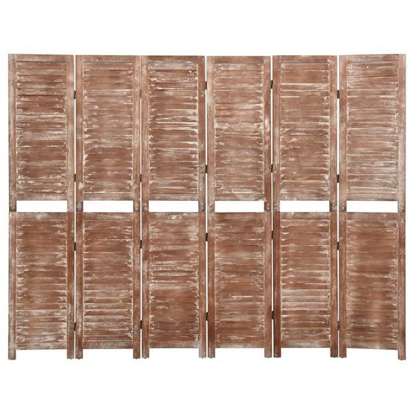 Syfax™ Divisorio 6 Pannelli Marrone 210X165Cm Legno Massello Paulownia-image