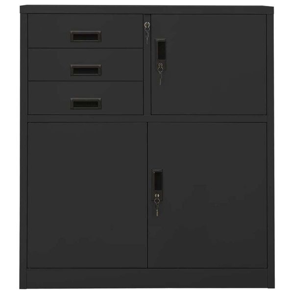Syfax™ Armadio Per Ufficio Antracite 90X40X102 Cm In Acciaio-image
