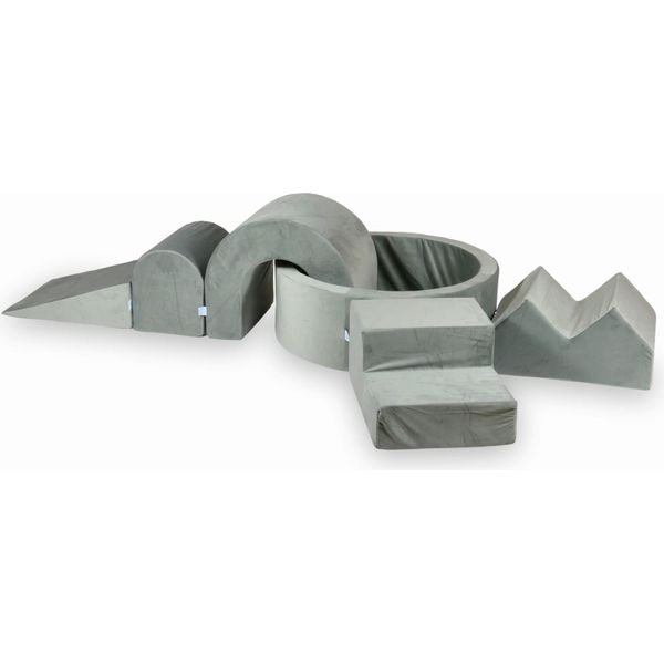 Parco Giochi In Schiuma Con Piscina Rotonda 90X30 Velvet Grey + 5 Elementi Senza Palline-image