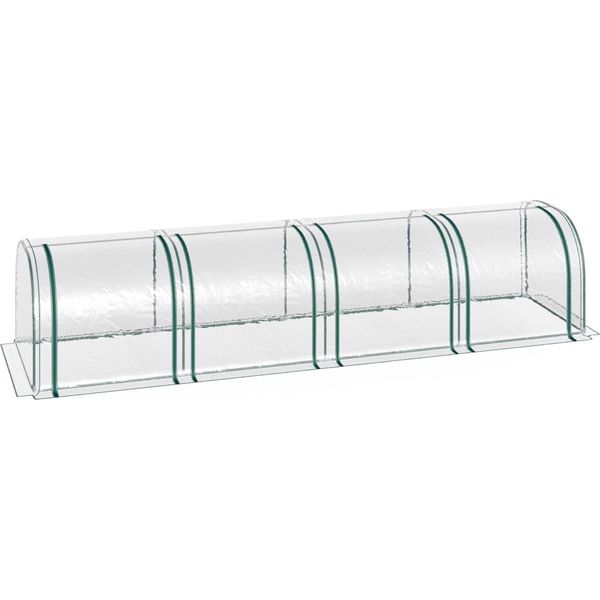 Serra In Lamina Serra Con Porta Telaio Freddo Coltivazione Di Piante Casa In Lamina Acciaio Pvc Trasparente 395 X 100 X 80 Cm-image
