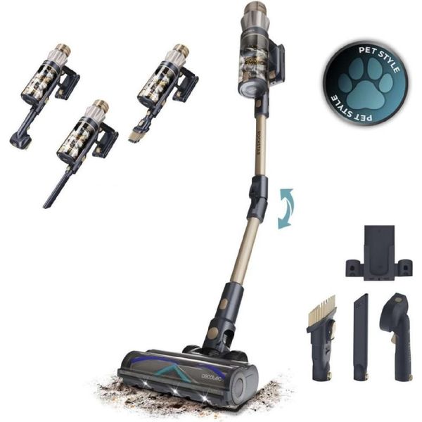 Aspiratore A Batteria Cecotec Conga Rockstar RS90 Pet Flex. 600W, Potenza Di Aspirazione 160AW, 40Kpa, Modalità Automatica-image