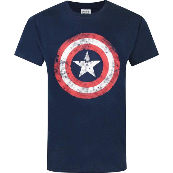 Maglietta Captain America Distress Shield Uomo NS4912 (S) (Blu)-image