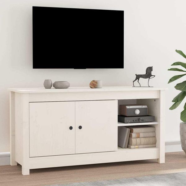 Maison Exclusive - Mobile Tv Bianco 103X36,5X52 Cm In Legno Massello Di Pino-image