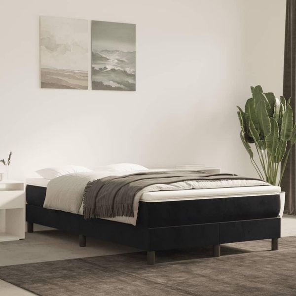 The Living Store Struttura Letto Nera 120X200 Cm In Velluto-image