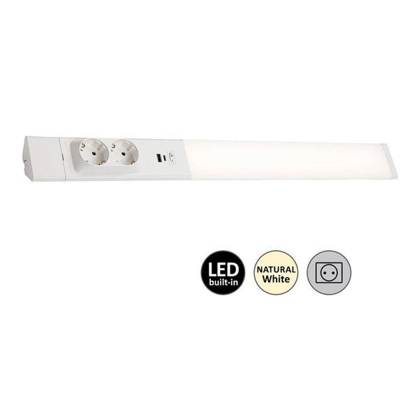 Rabalux 78032 Luce Da Lavoro Bilal, 18W, 4000K, 1750Lm, Alluminio, Bianco, Bianco Neutro, 60Cm-image