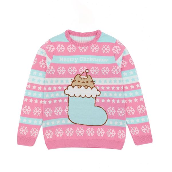 Pusheen - Felpa Per Bambine - Design Natalizio NS7494 (140) (Rosa/Blu)-image