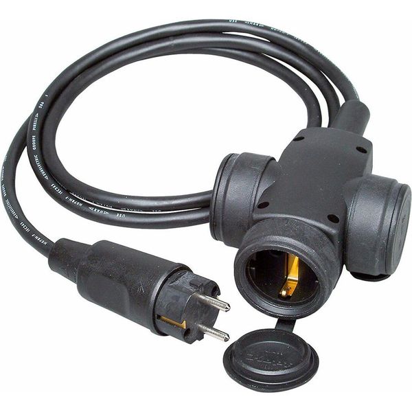 Spina/Presa Con Contatto Di Terra, IP44, A 3 Vie, 3X1,5Mm², 1,5M, Nero-image