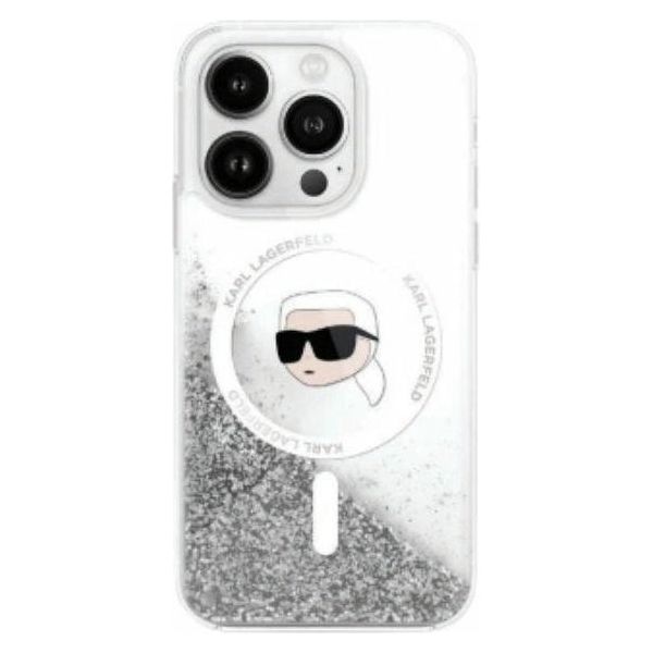 Karl Lagerfeld Klhmp16Llgkisgh Custodia Rigida Per Iphone 16 Pro 6.3 Trasparente Glitter Liquido Karl Head Magsafe-image