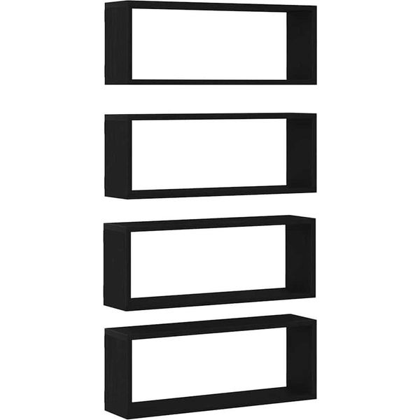 Vidaxl Mensole A Muro Con Ripiano 4 Pezzi Look Rovere Nero 60 X 15 X 23 Cm-image