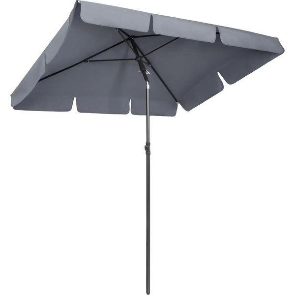 Ombrellone Da Giardino - Ombrellone 200×125 Cm - Rettangolare - Protezione Uv - Pieghevole - Indipendente - Grigio Scuro-image